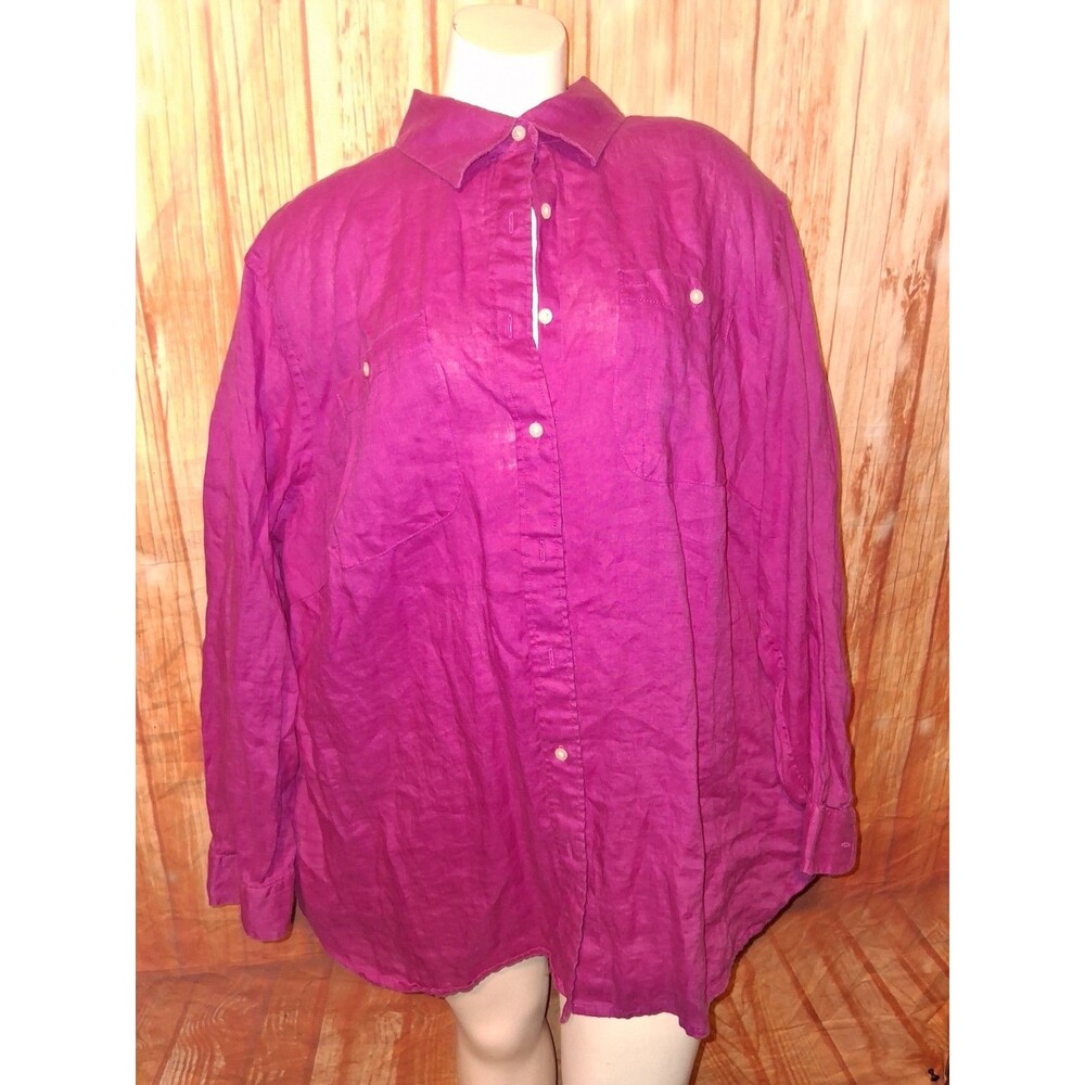 Lauren Ralph Lauren Purple Long Sleeve Button Up Blouse Sz 2X